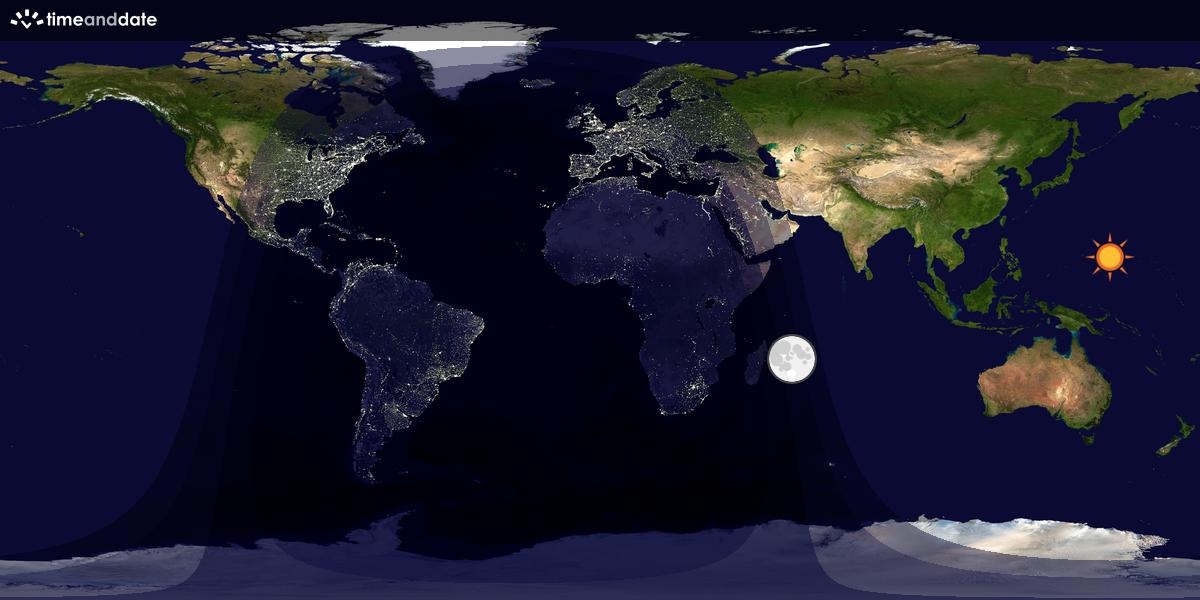 Verdenskart som viser dag og natt 