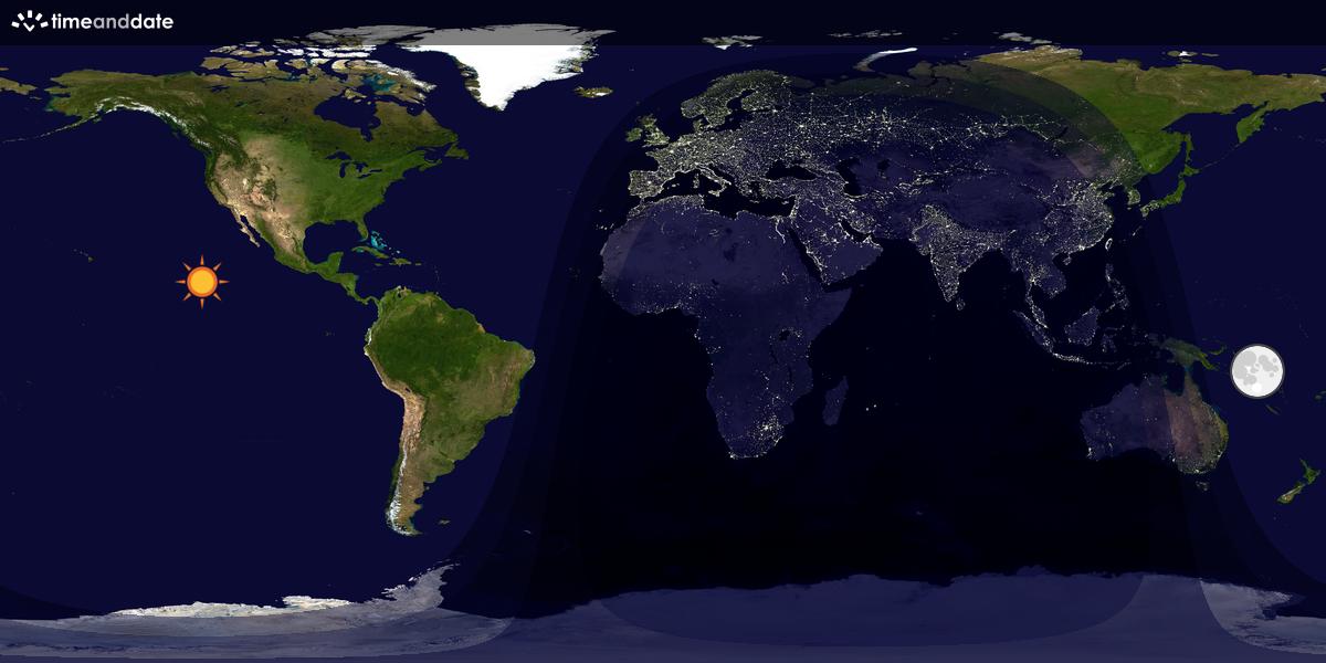 Verdenskart som viser dag og natt 