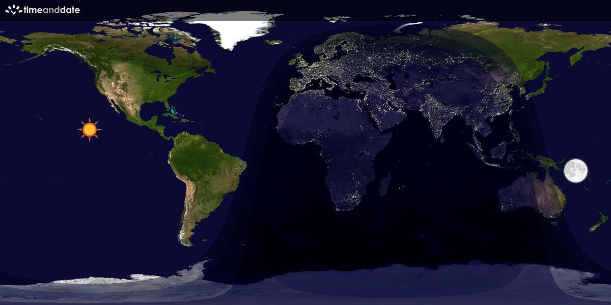 Verdenskart som viser dag og natt 