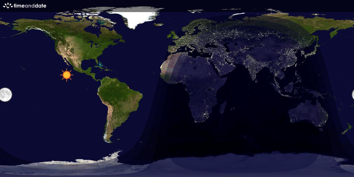 Verdenskart som viser dag og natt 