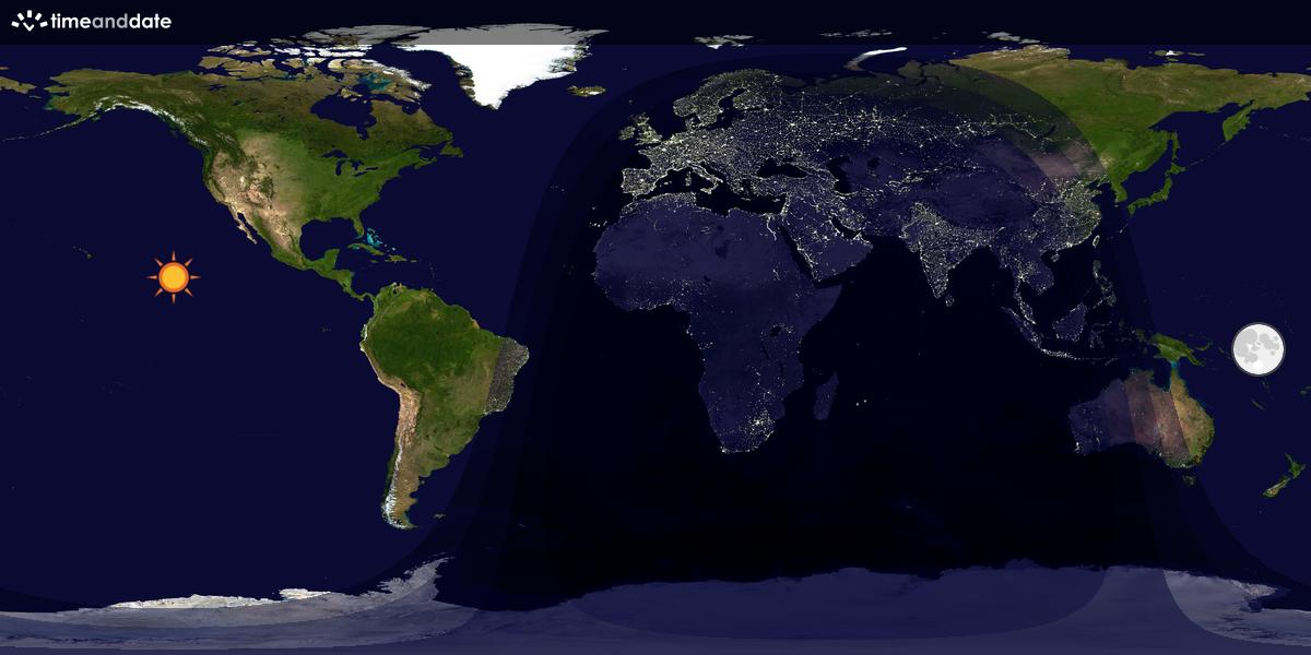 Verdenskart som viser dag og natt 