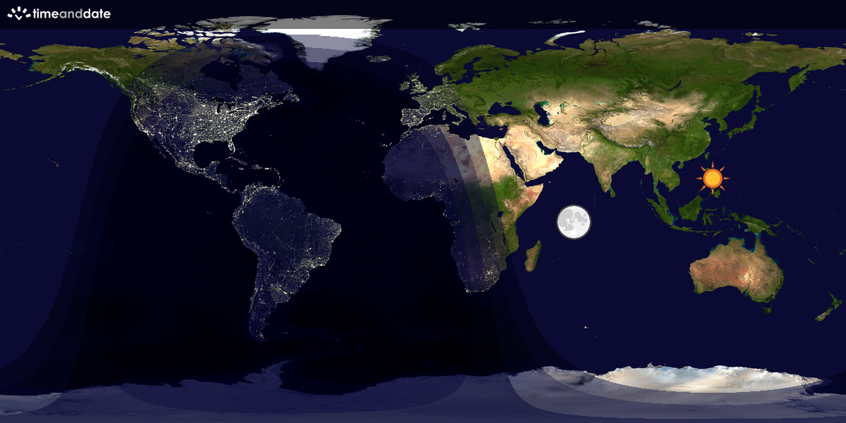 Verdenskart som viser dag og natt 