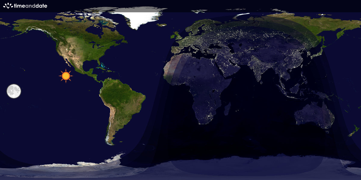 Verdenskart som viser dag og natt 