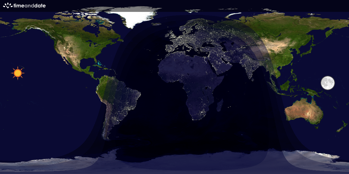 Verdenskart som viser dag og natt 