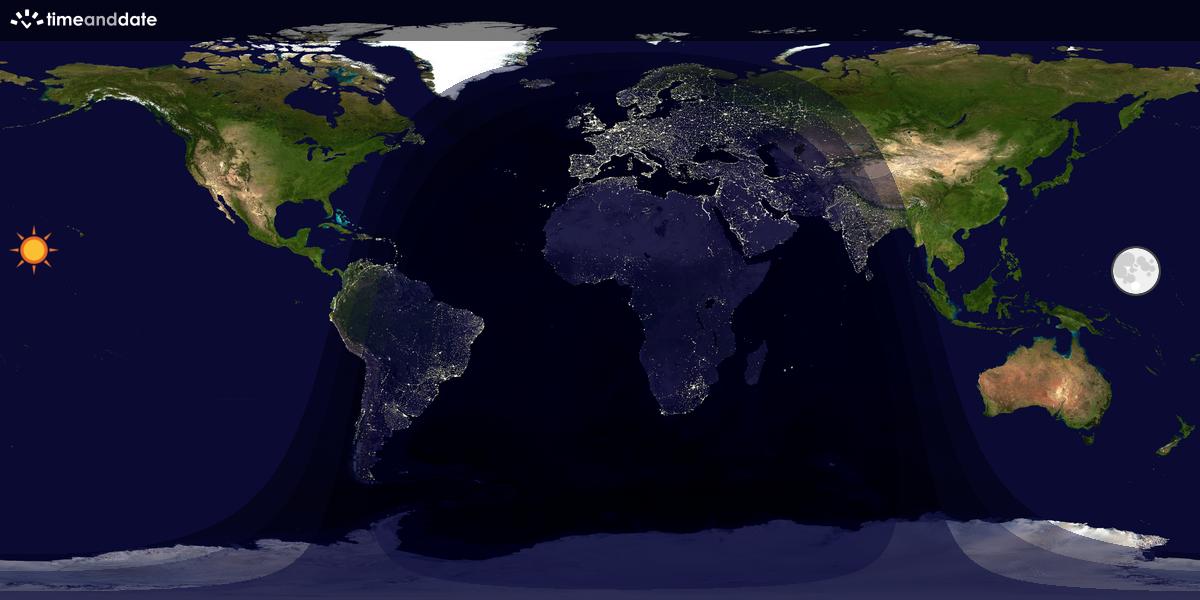 Verdenskart som viser dag og natt 