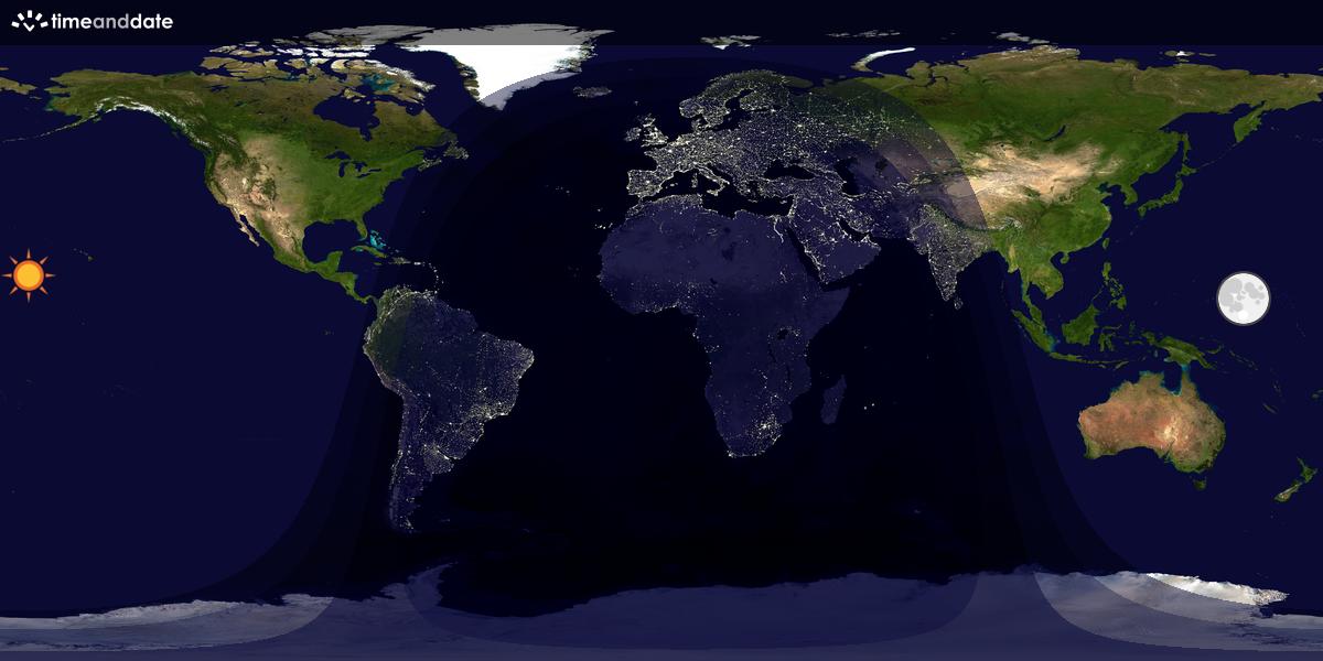 Verdenskart som viser dag og natt 