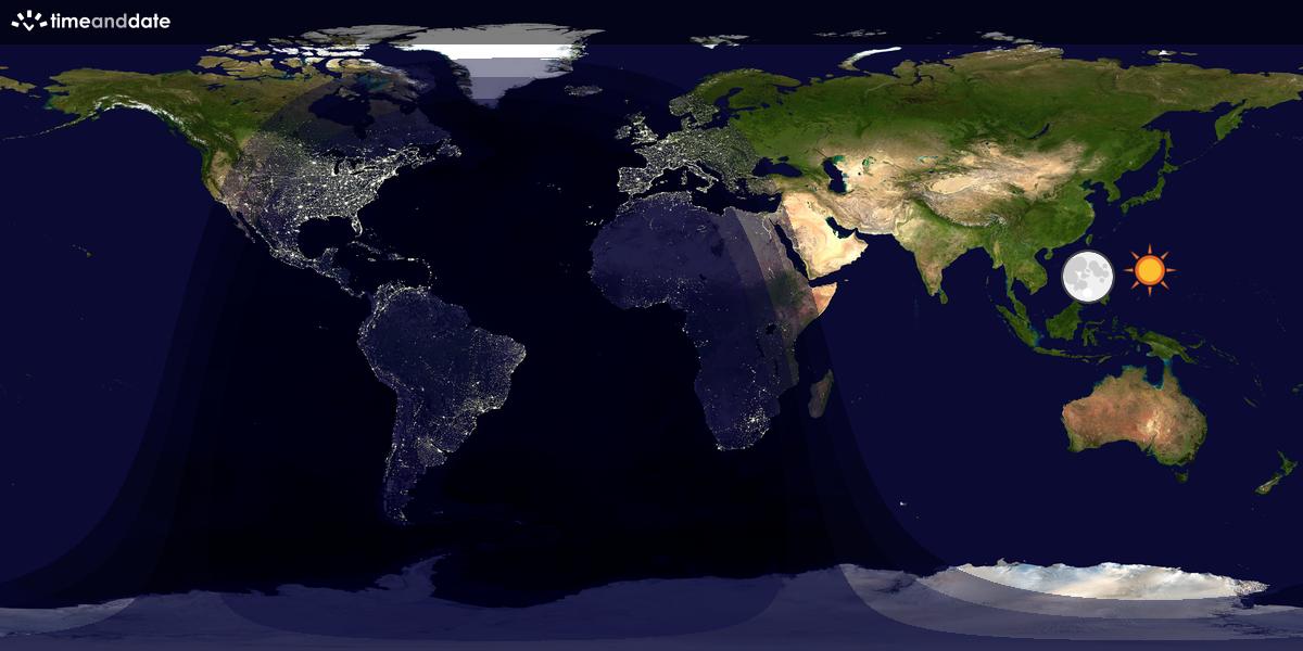 Verdenskart som viser dag og natt 