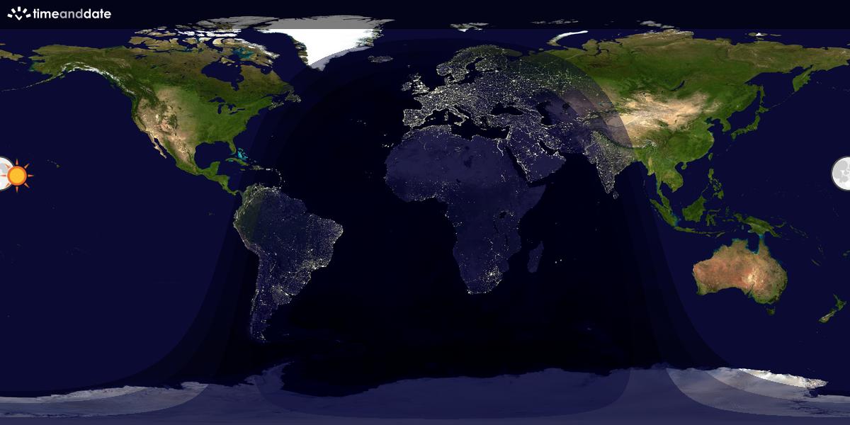 Verdenskart som viser dag og natt 