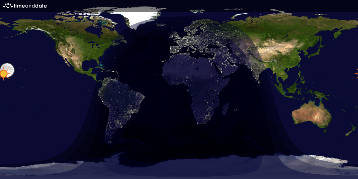 Verdenskart som viser dag og natt 