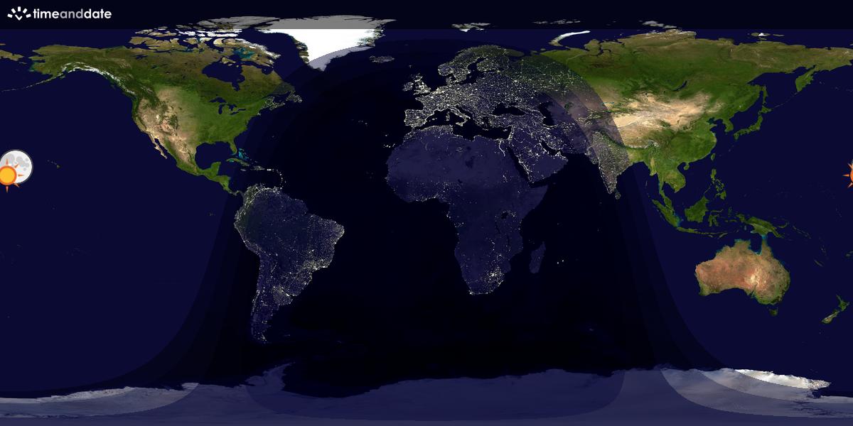 Verdenskart som viser dag og natt 