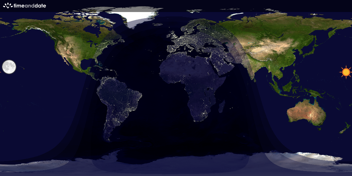 Verdenskart som viser dag og natt 
