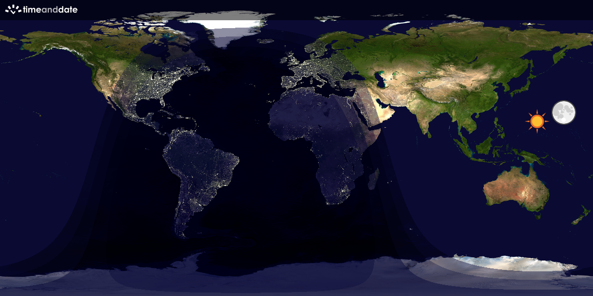 Verdenskart som viser dag og natt 