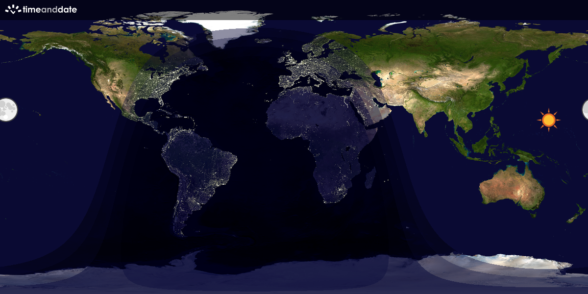 Verdenskart som viser dag og natt 