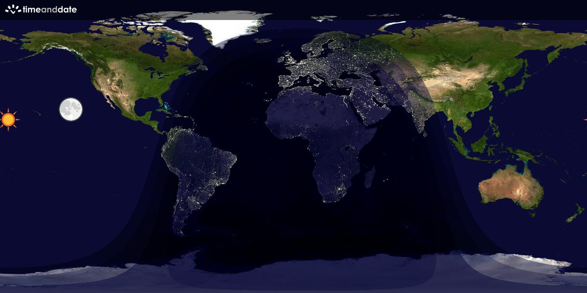 Verdenskart som viser dag og natt 