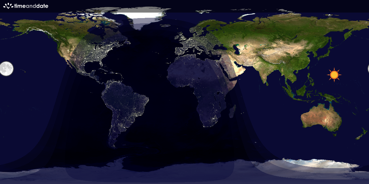 Verdenskart som viser dag og natt 