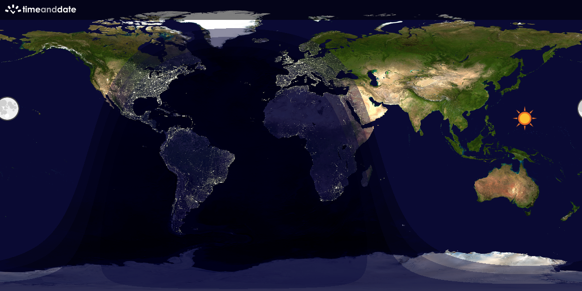 Verdenskart som viser dag og natt 