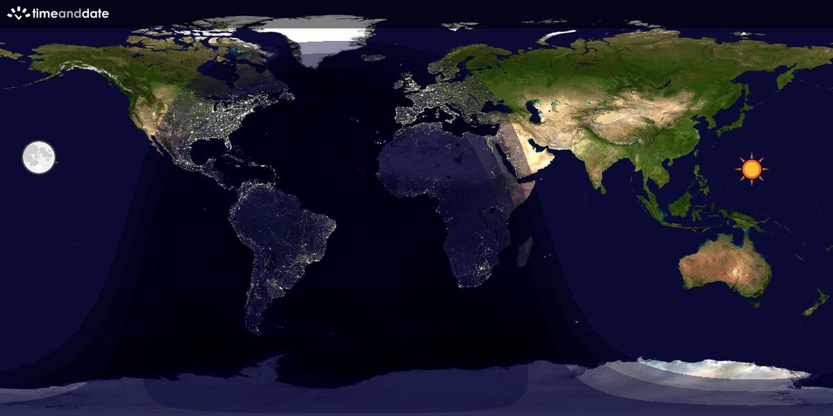 Verdenskart som viser dag og natt 