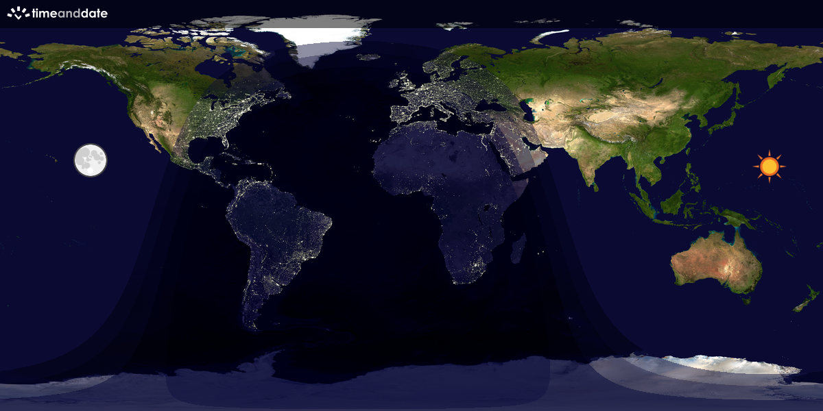Verdenskart som viser dag og natt 