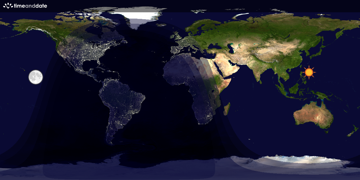 Verdenskart som viser dag og natt 