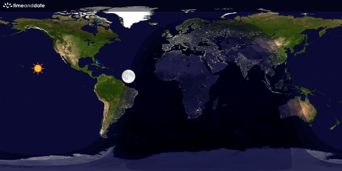 Verdenskart som viser dag og natt 
