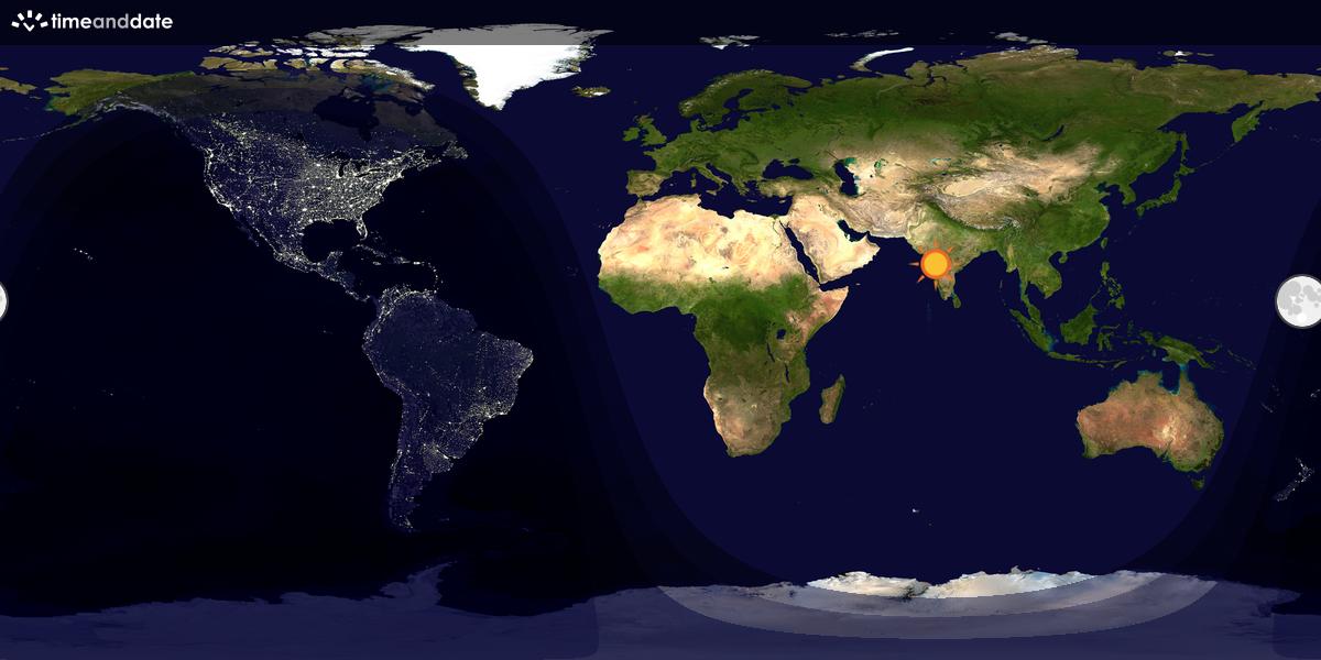 Verdenskart som viser dag og natt 
