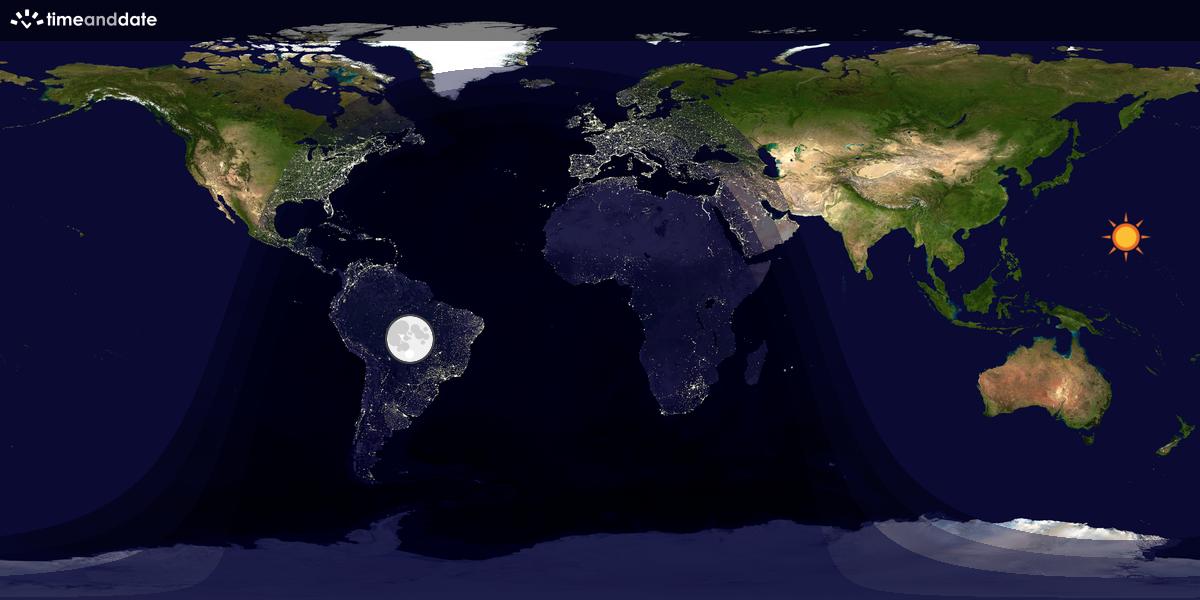 Verdenskart som viser dag og natt 