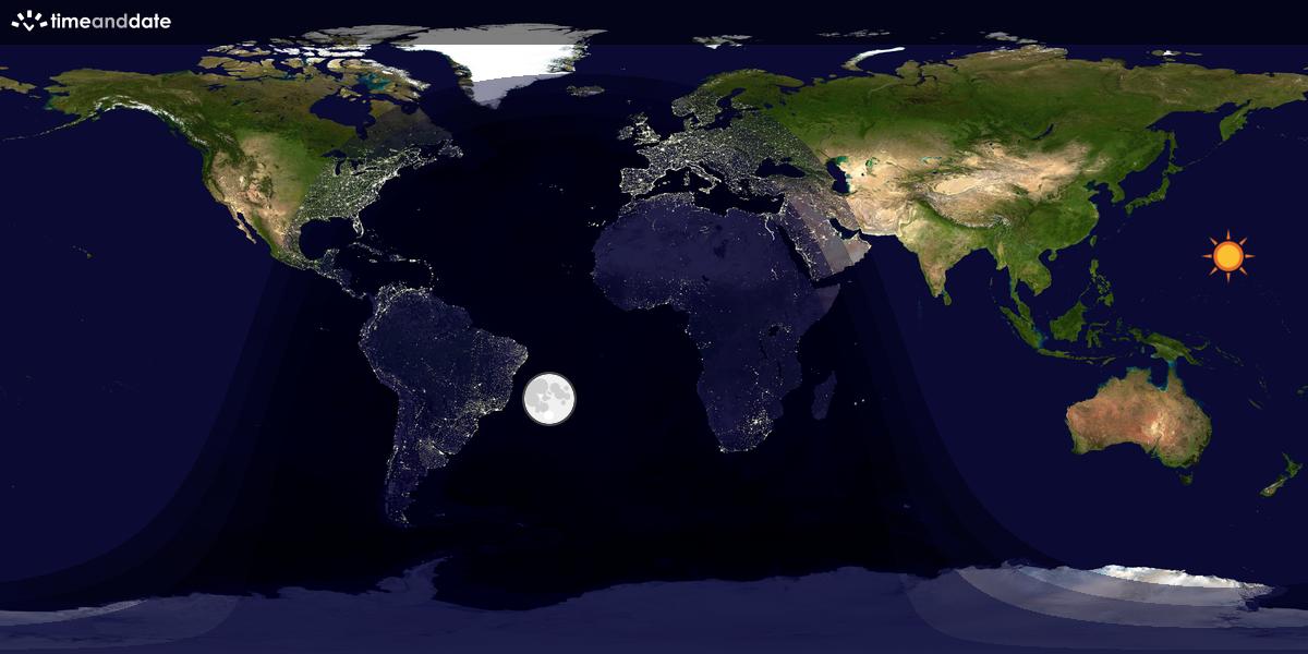 Verdenskart som viser dag og natt 