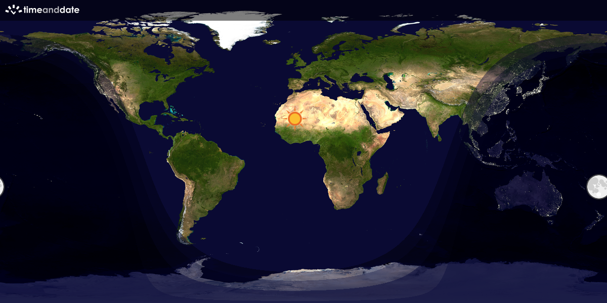Verdenskart som viser dag og natt 
