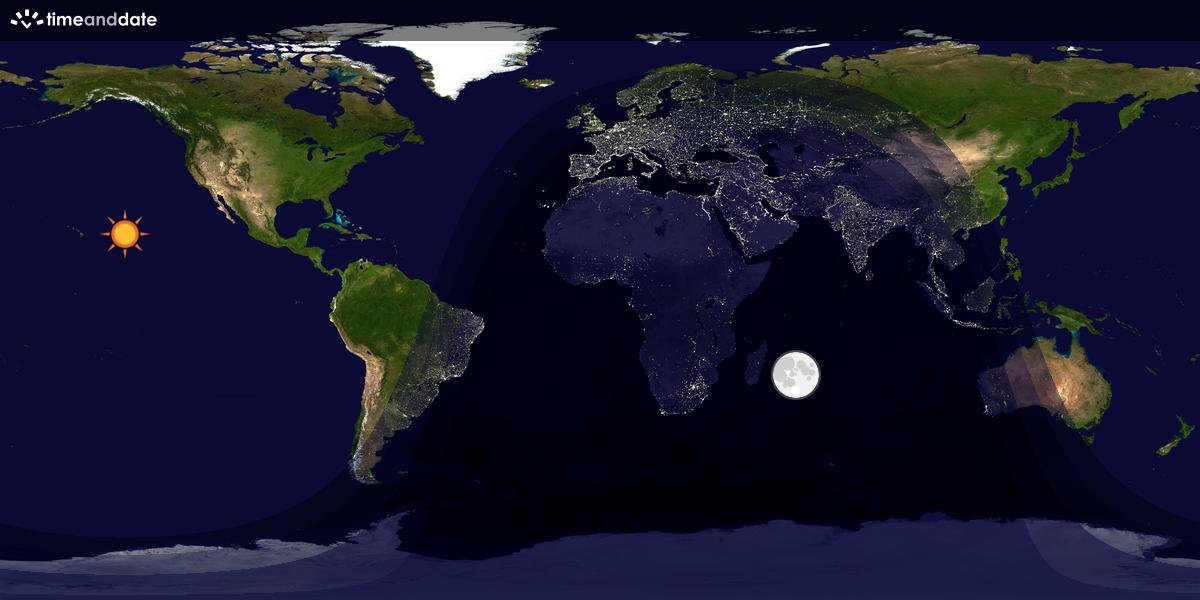 Verdenskart som viser dag og natt 