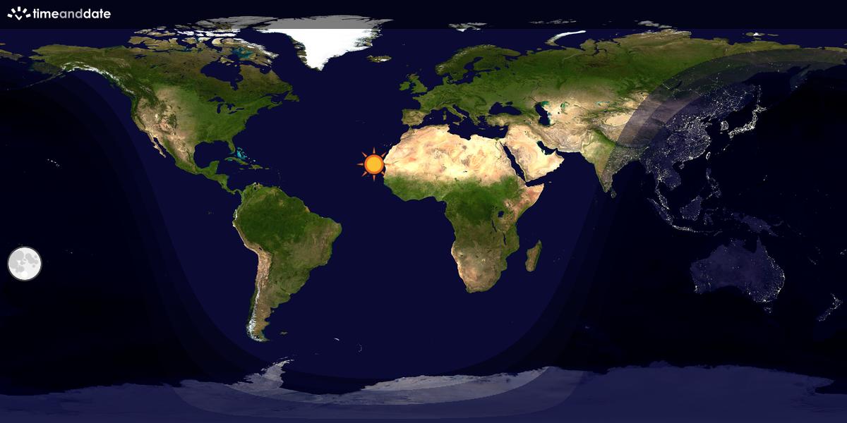 Verdenskart som viser dag og natt 