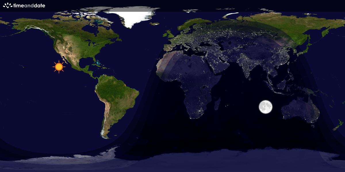 Verdenskart som viser dag og natt 