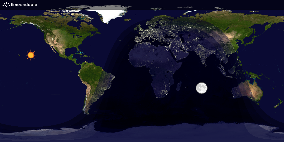 Verdenskart som viser dag og natt 