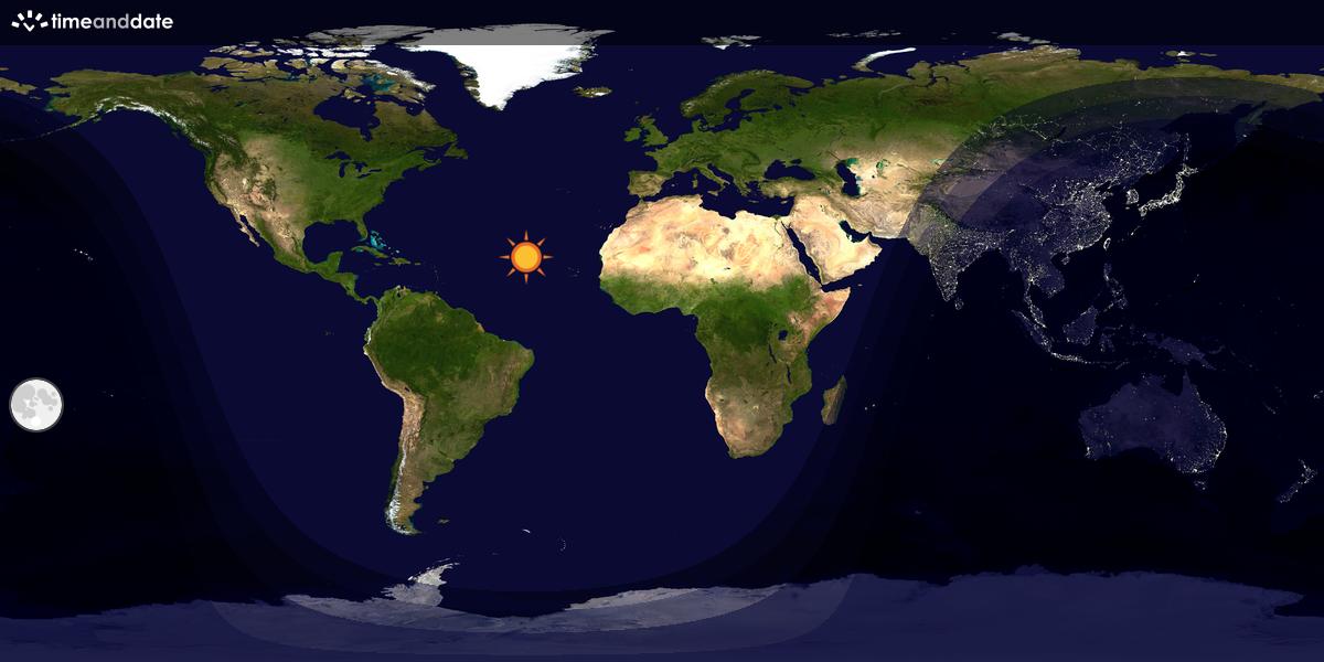 Verdenskart som viser dag og natt 