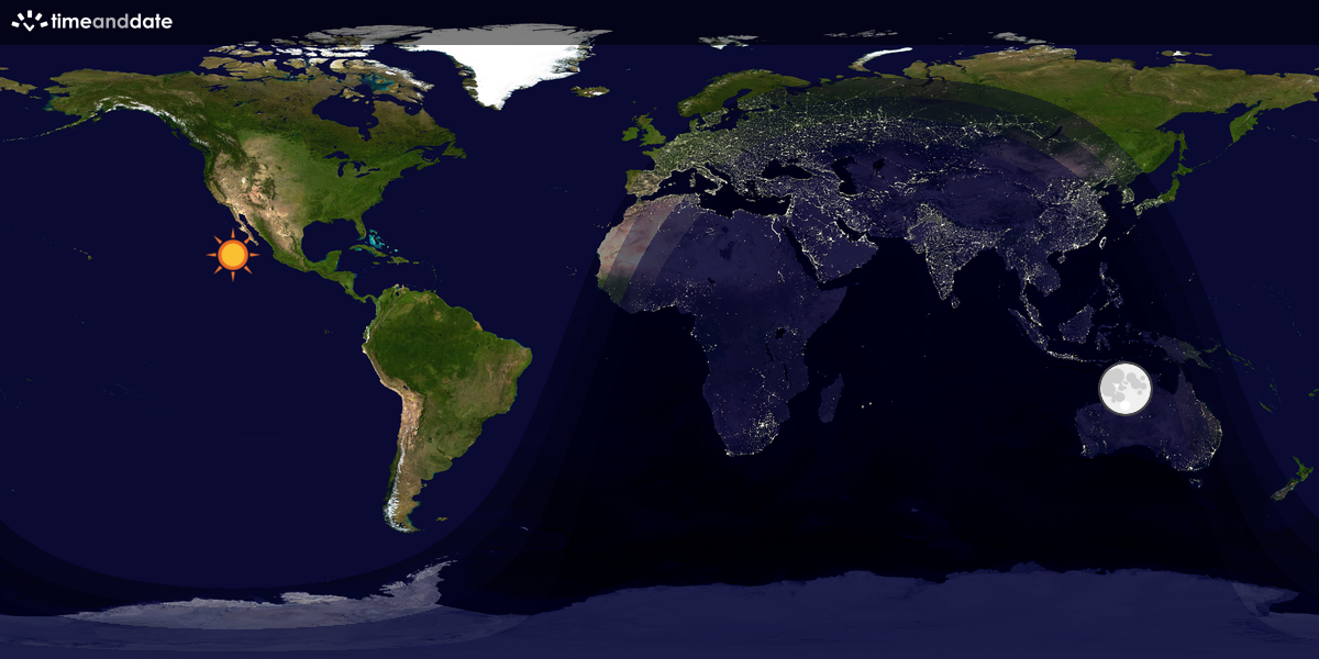 Verdenskart som viser dag og natt 