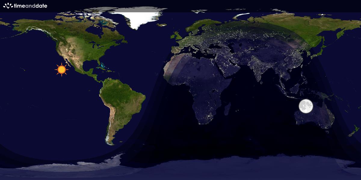 Verdenskart som viser dag og natt 