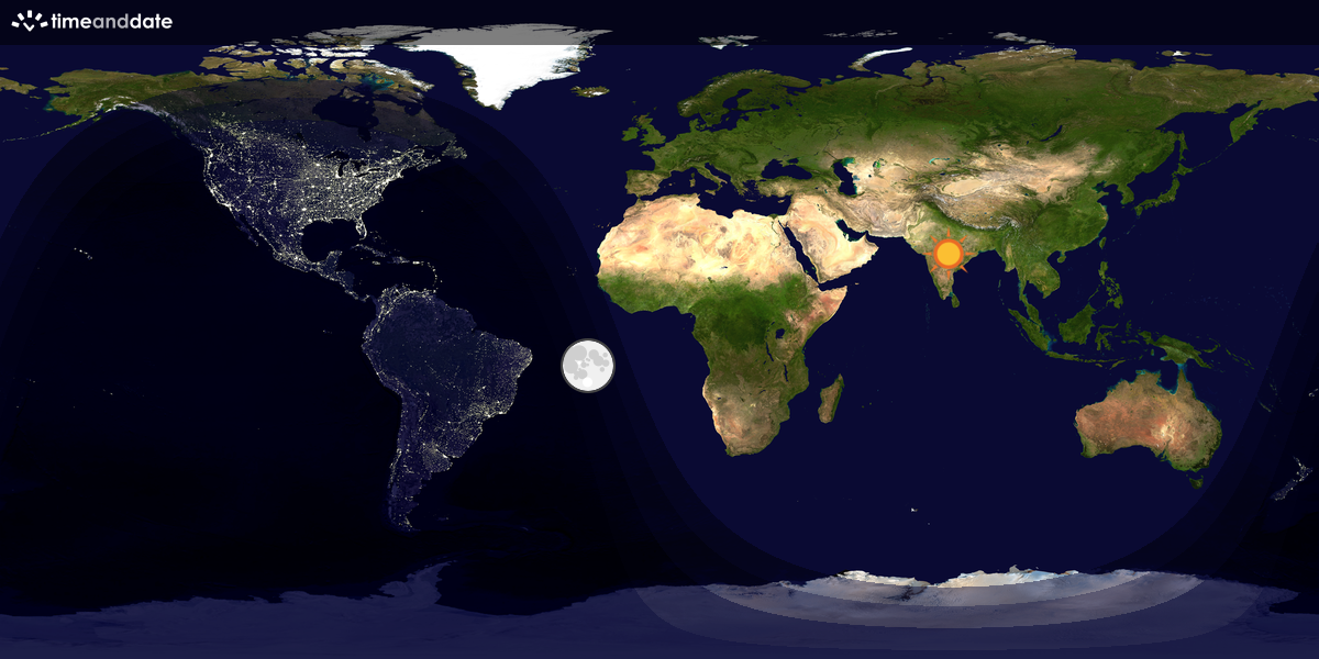 Verdenskart som viser dag og natt 
