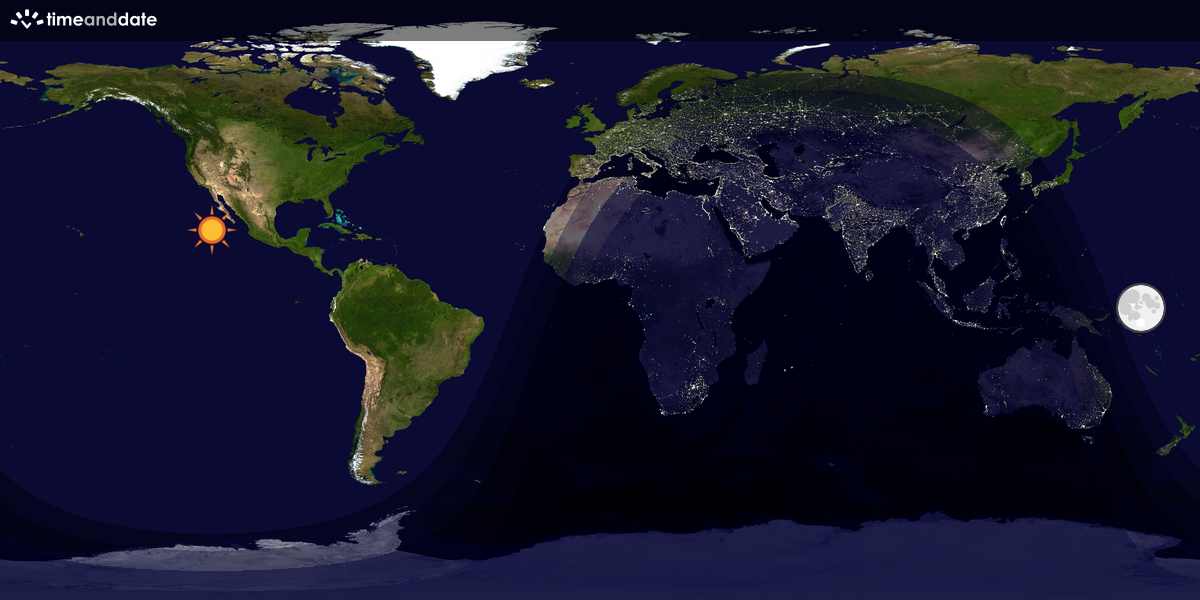 Verdenskart som viser dag og natt 