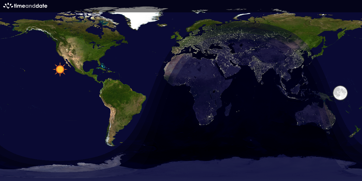 Verdenskart som viser dag og natt 