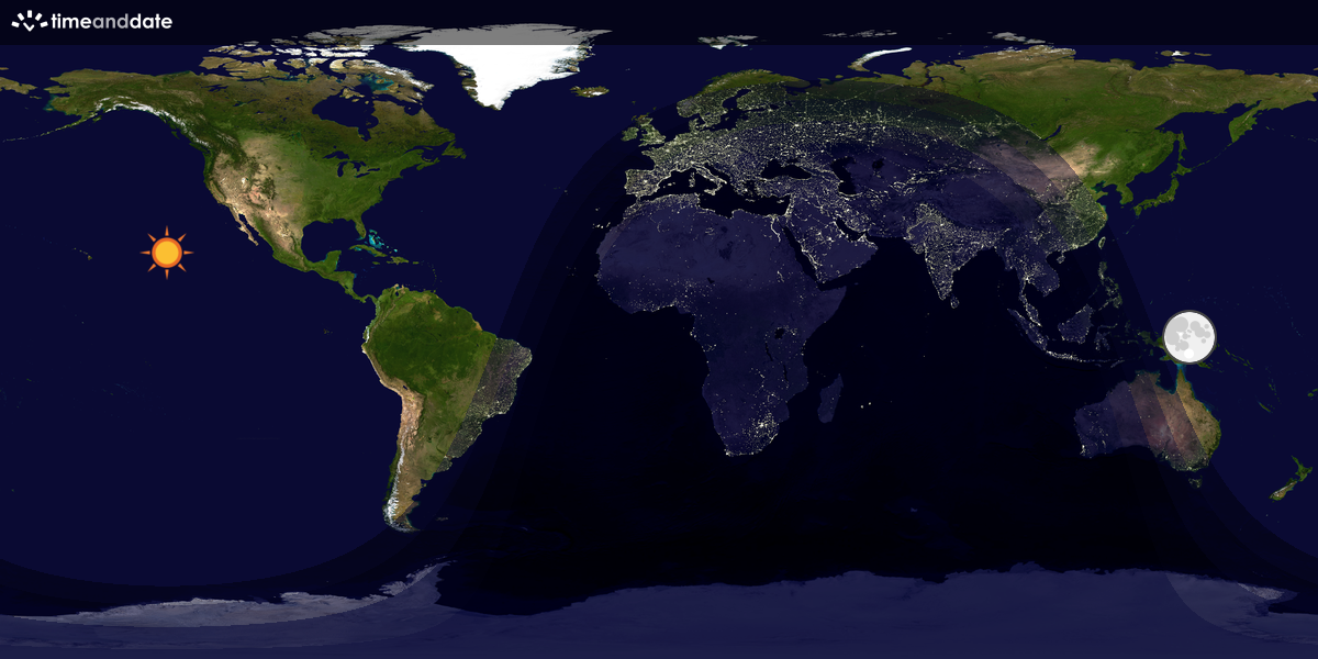 Verdenskart som viser dag og natt 
