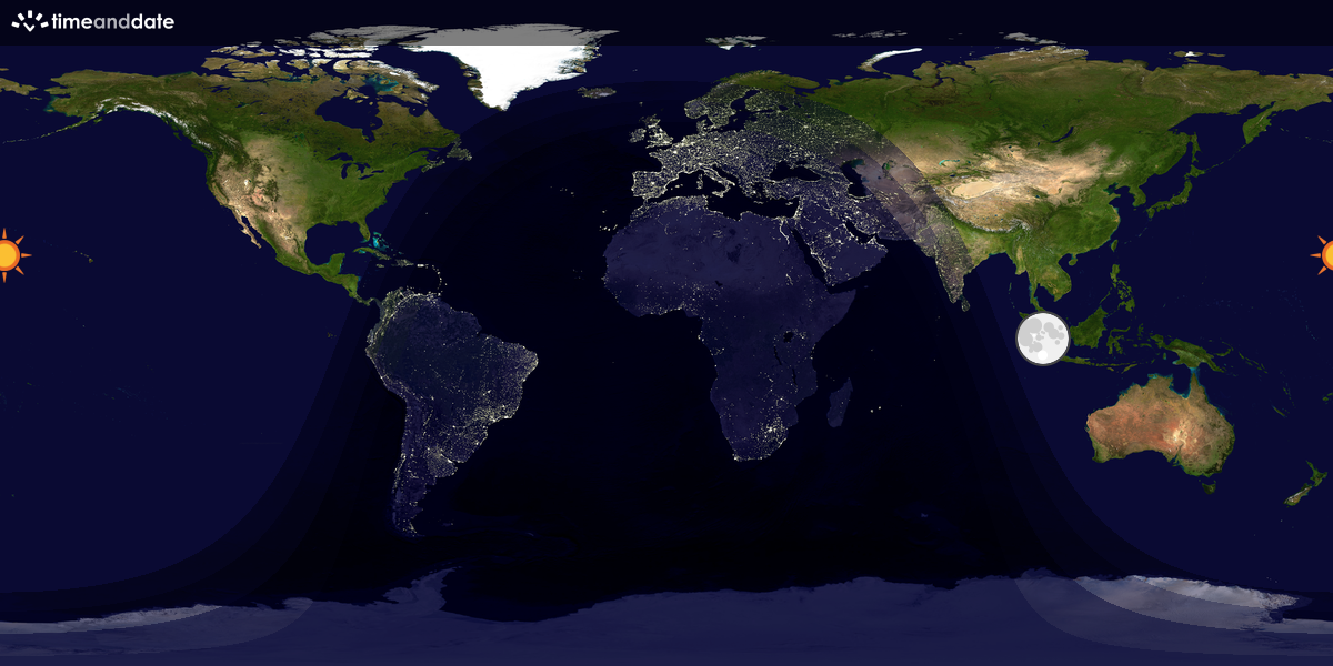 Verdenskart som viser dag og natt 
