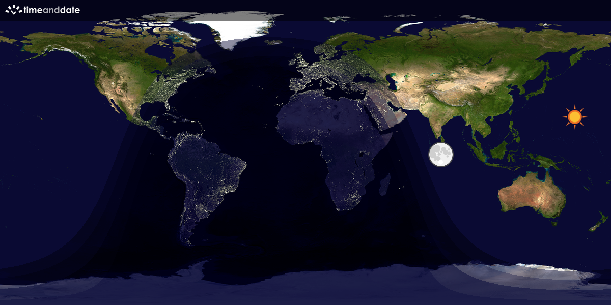 Verdenskart som viser dag og natt 