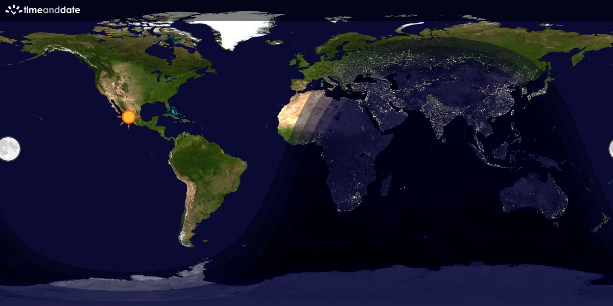 Verdenskart som viser dag og natt 