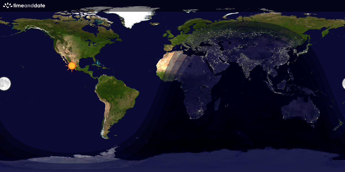Verdenskart som viser dag og natt 