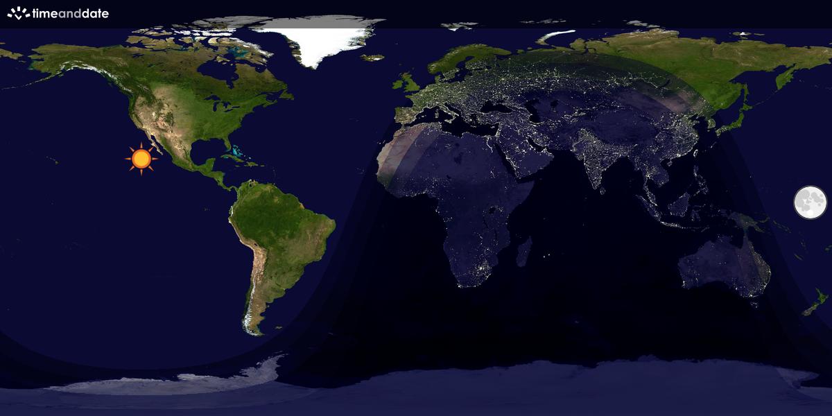 Verdenskart som viser dag og natt 