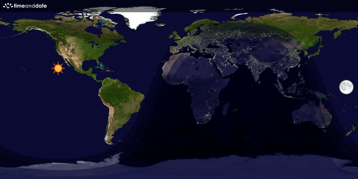 Verdenskart som viser dag og natt 