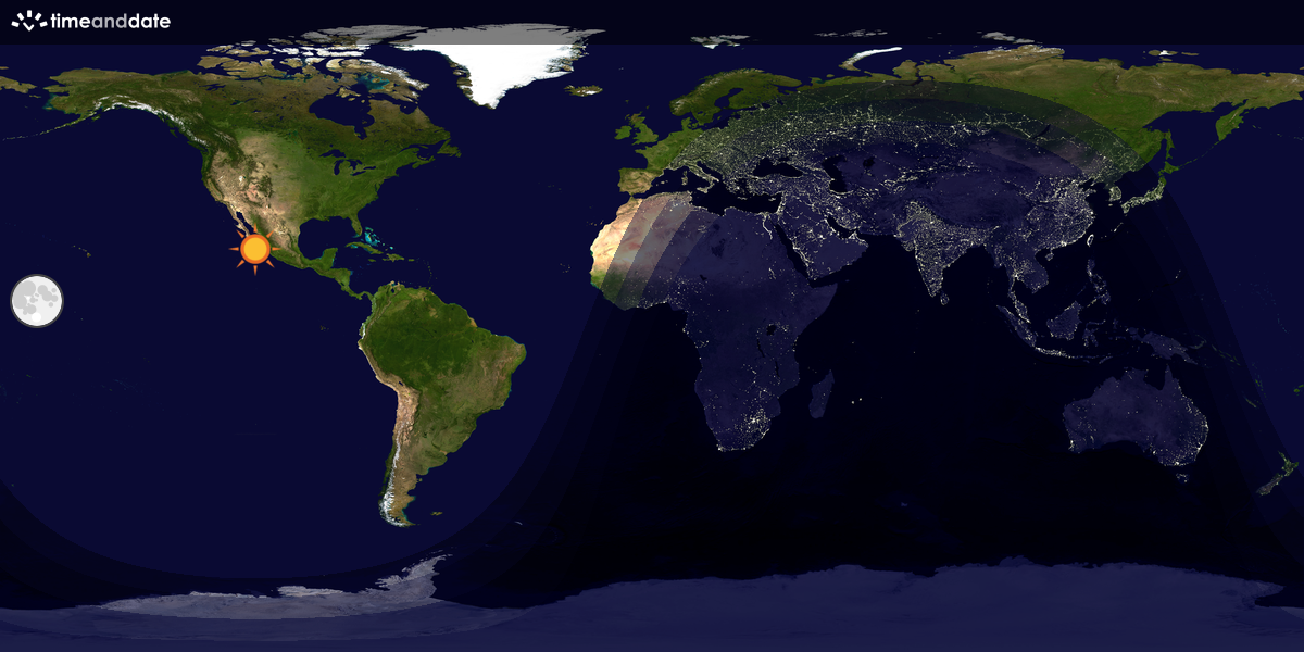 Verdenskart som viser dag og natt 