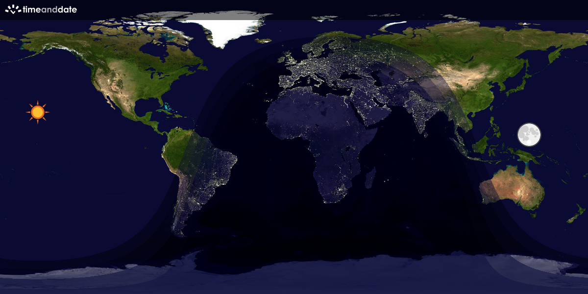 Verdenskart som viser dag og natt 