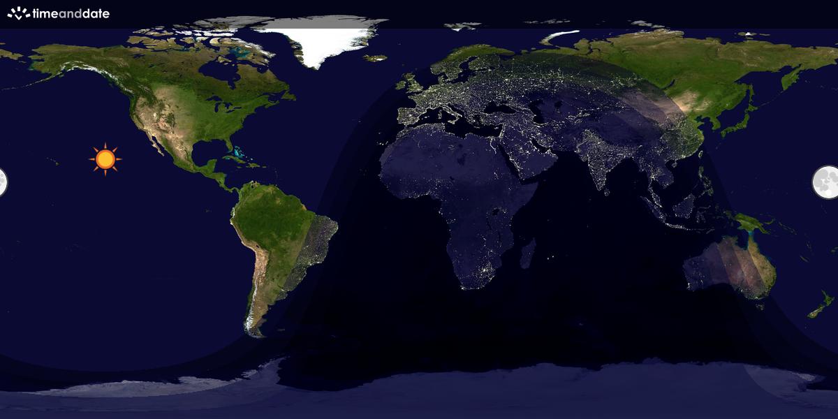 Verdenskart som viser dag og natt 