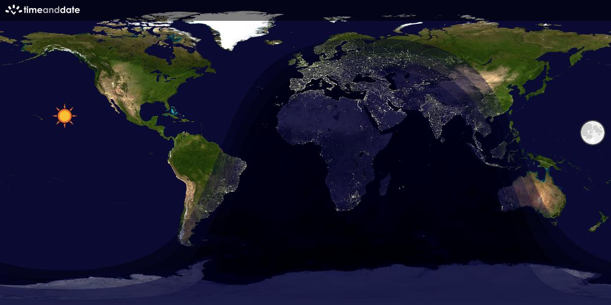 Verdenskart som viser dag og natt 