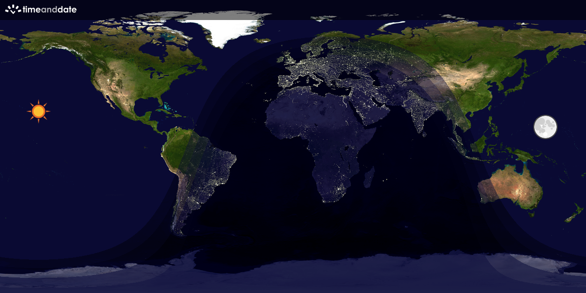 Verdenskart som viser dag og natt 